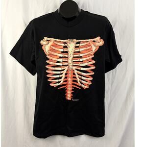 Vintage 1991 Glow In‎ The Dark Ribcage Halloween Cotton T Shirt NWT Medium